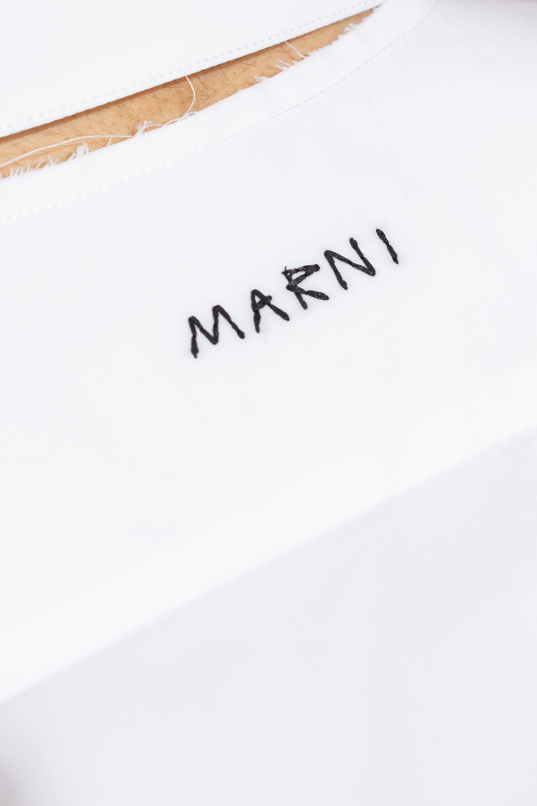 Marni striped camouflage-print shirt Blue - White Cotton